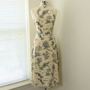 & Other Stories Dress Sz 6 Beige Midi Fit & Flare Halter Romantic Feminine